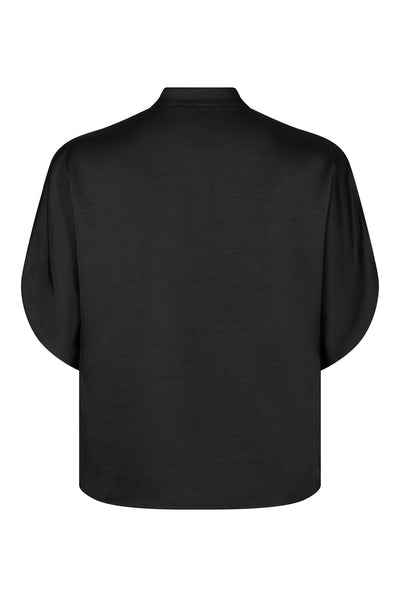 Anelle Heavy Sateen Blouse Black - 168286 Thumbnail