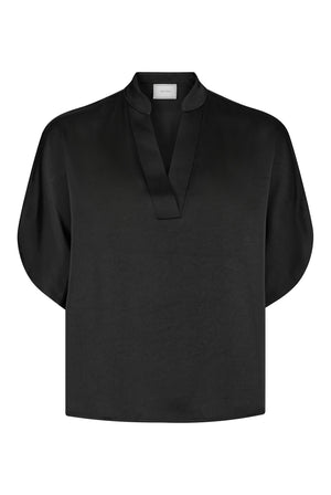 Anelle Heavy Sateen Blouse Black - 168286