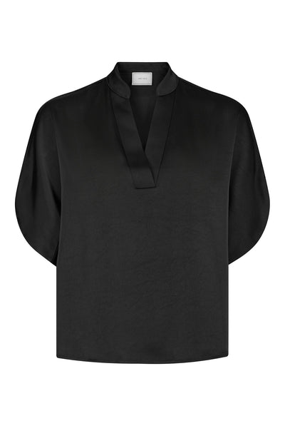 Anelle Heavy Sateen Blouse Black - 168286 Thumbnail
