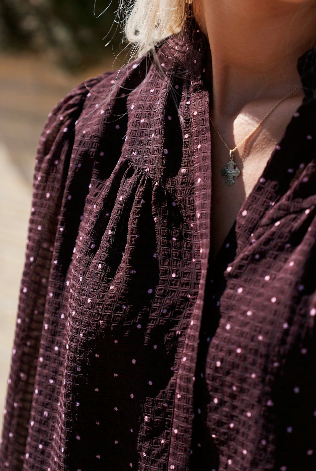 Astrida Dotted Blouse Burgundy - 170798