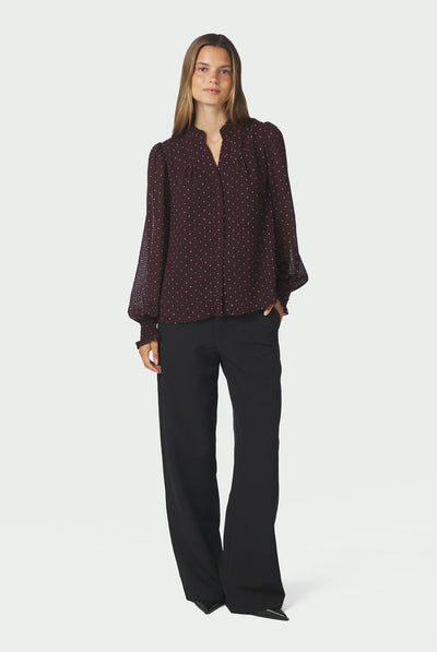 Astrida Dotted Blouse Burgundy - 170798 Thumbnail