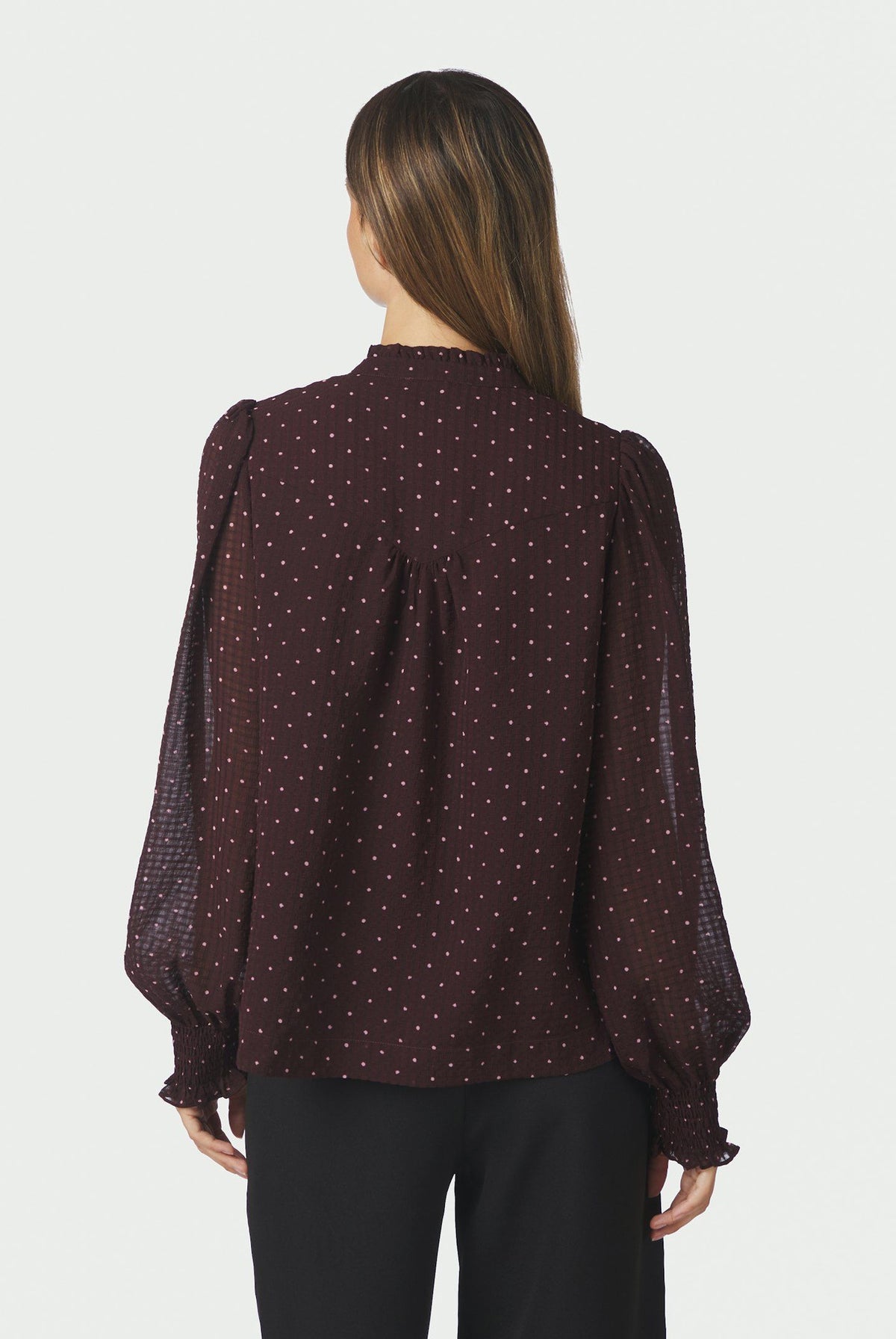 Astrida Dotted Blouse Burgundy - 170798