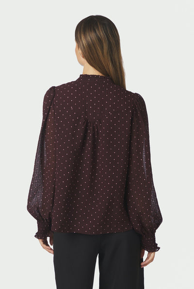 Astrida Dotted Blouse Burgundy - 170798 Thumbnail