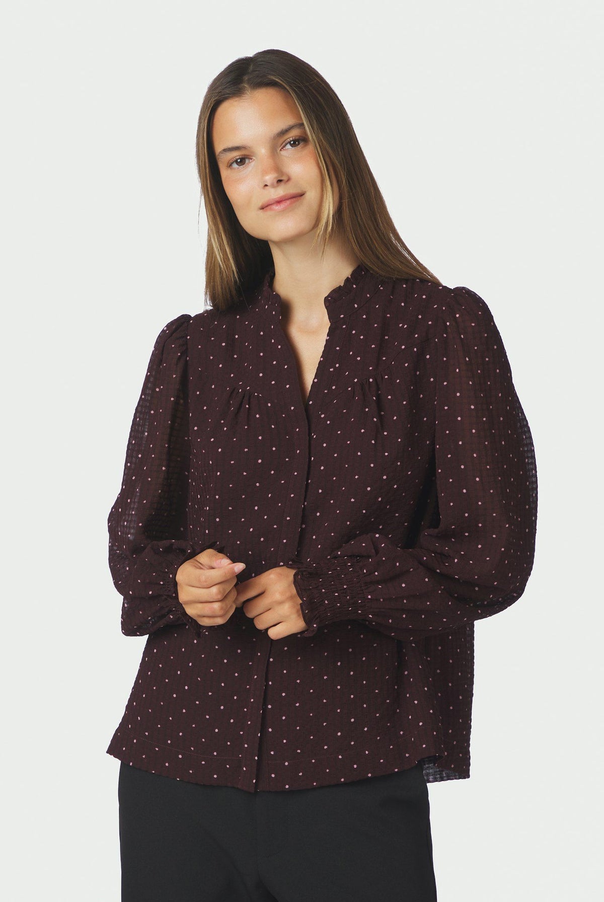 Astrida Dotted Blouse Burgundy - 170798