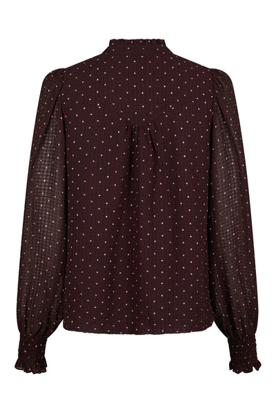 Astrida Dotted Blouse Burgundy - 170798 Thumbnail