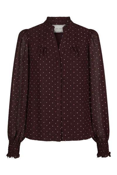Astrida Dotted Blouse Burgundy - 170798 Thumbnail