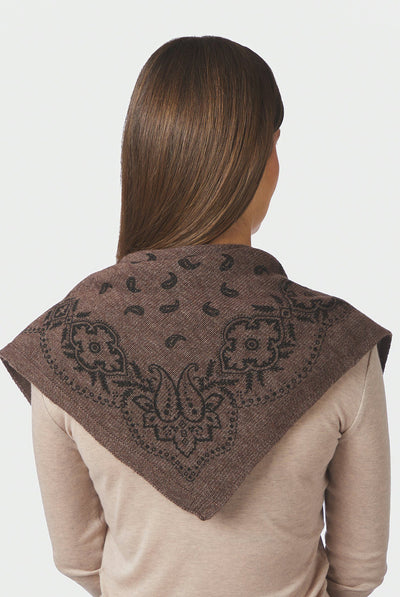 Adelina Paisley Knit Scarf Brown Melange - 169506 Thumbnail