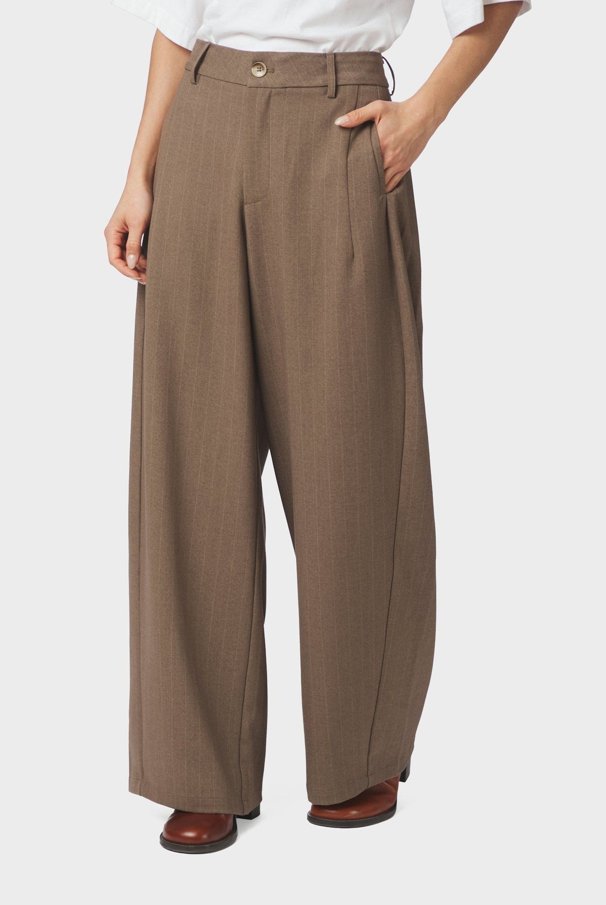 Essiall Pinstripe Pants TAUPE - 170084
