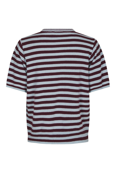 Missy Stripe Knit Tee Wine - 169692 Thumbnail