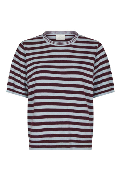 Missy Stripe Knit Tee Wine - 169692 Thumbnail