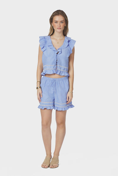Amansa Stripe Shorts Light Blue - 169347 Thumbnail