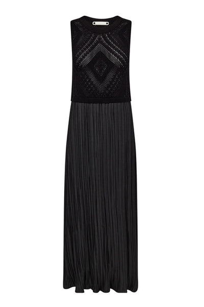 TammyCC Plissé Mix Dress 96-Black - 46059 Thumbnail