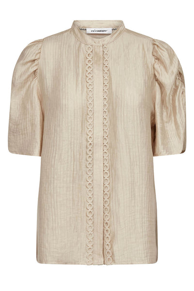 TassyCC Lace SS Puff Shirt 320-Bisquit - 45111 Thumbnail