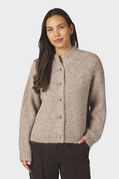 Taura Fluffy Knit Cardigan BEIGE MELANGE - 165103 Thumbnail