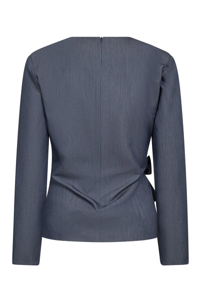 TengaCC Pleat Blouse 586-Dusty Blue - 45043 Thumbnail