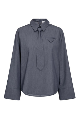 TengaCC Tie Blouse 586-Dusty Blue - 45044