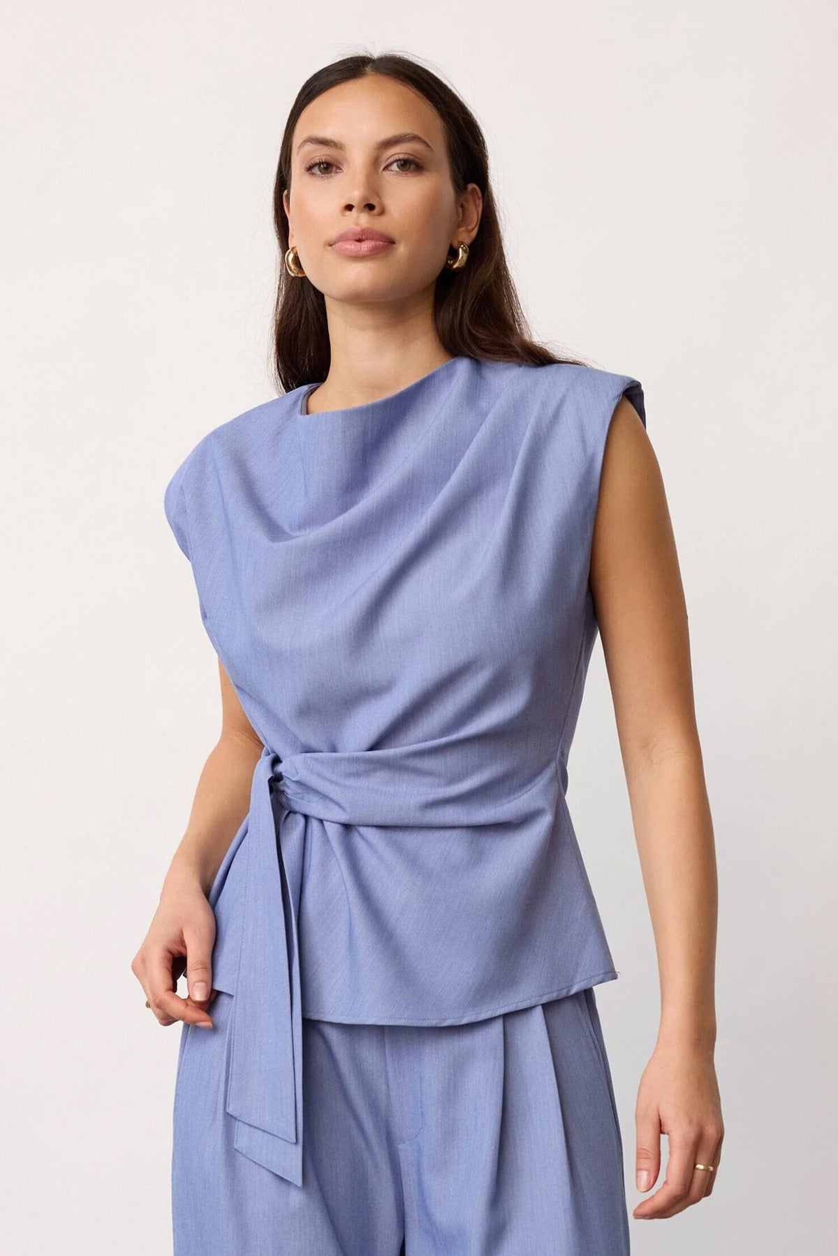 TennyCC Pleat Top 552-Denim blue - 45198