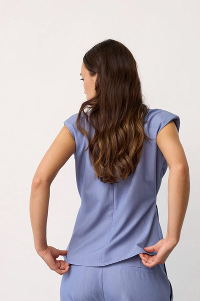 TennyCC Pleat Top 552-Denim blue - 45198 Thumbnail