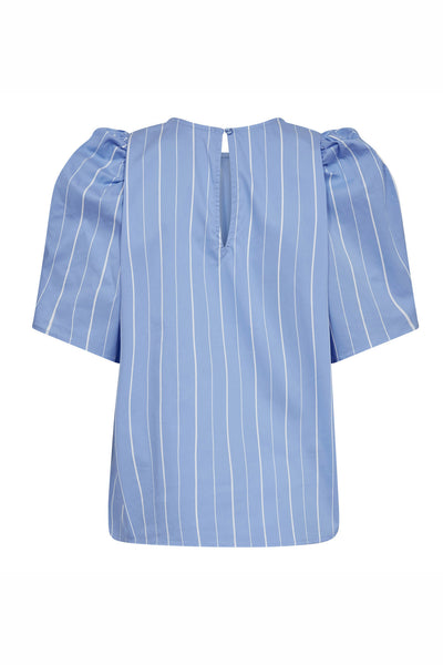 TeranCC Stripe SS Blouse 23-Pale Blue - 45076 Thumbnail