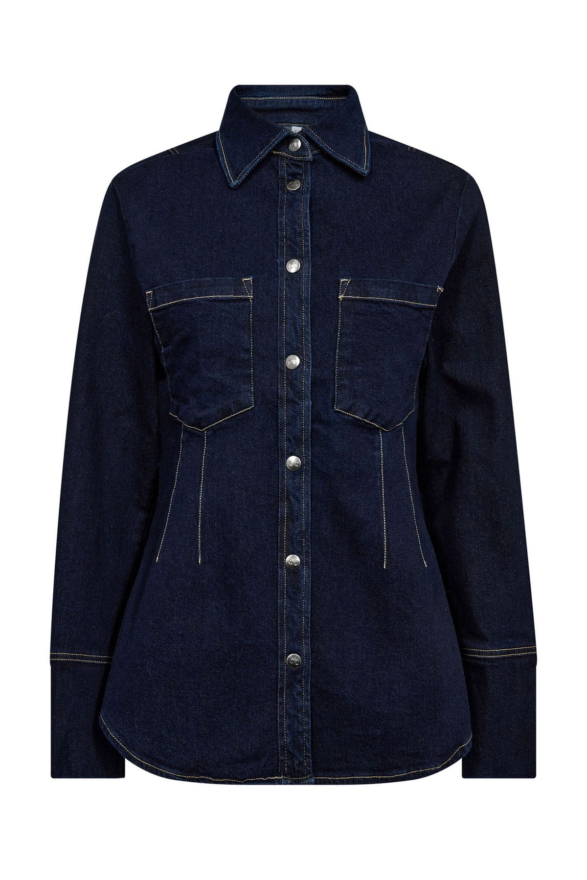 TheoCC Fitted Denim Shirt 555-Dark denim - 35558