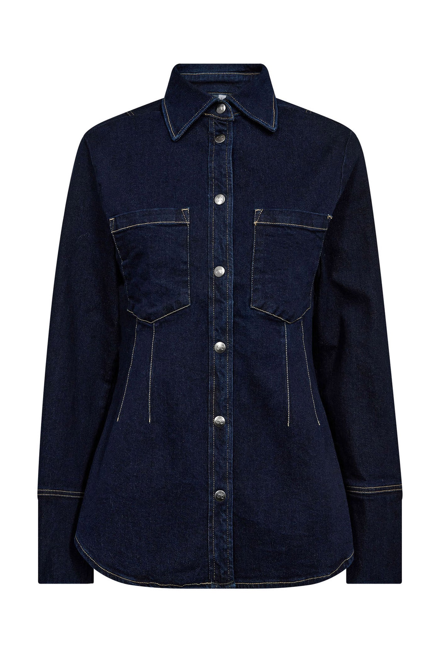 TheoCC Fitted Denim Shirt 555-Dark denim - 35558