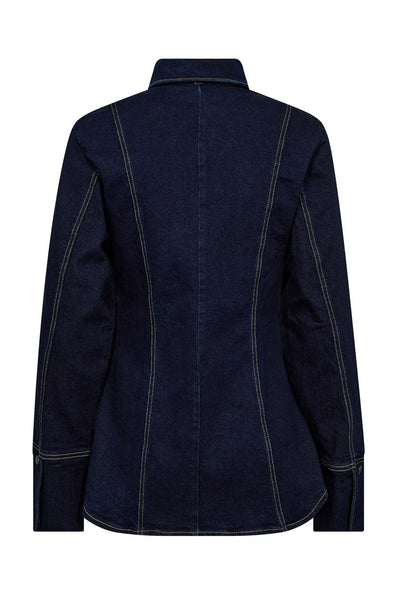 TheoCC Fitted Denim Shirt 555-Dark denim - 35558 Thumbnail
