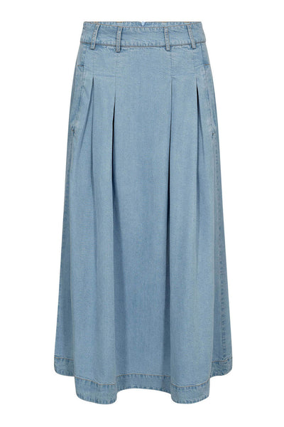 TillyCC Anya Pleat Skirt 114-Fade Denim - 44017 Thumbnail