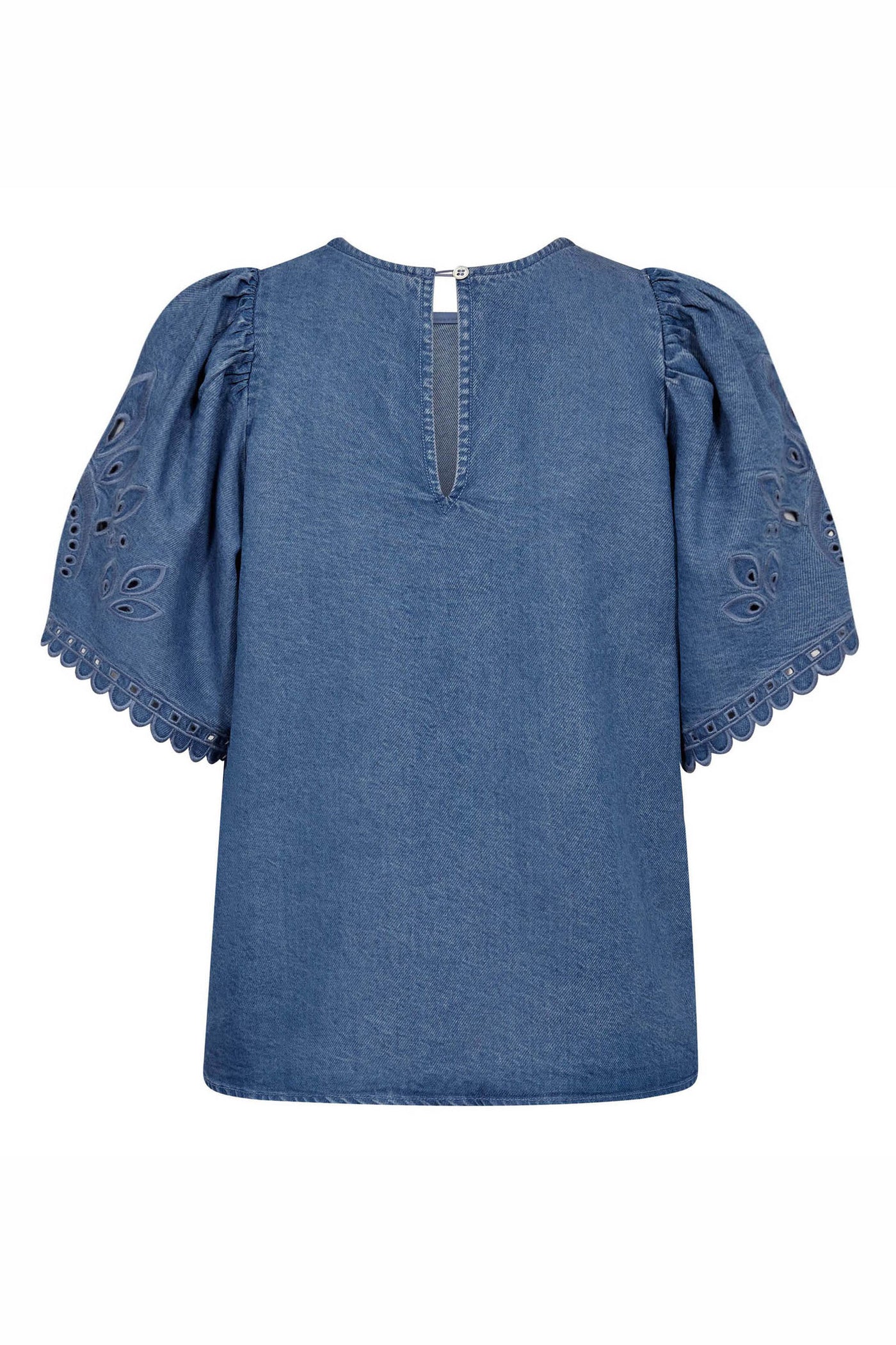 TillyCC Emb SS Blouse 552-Denim blue - 45057