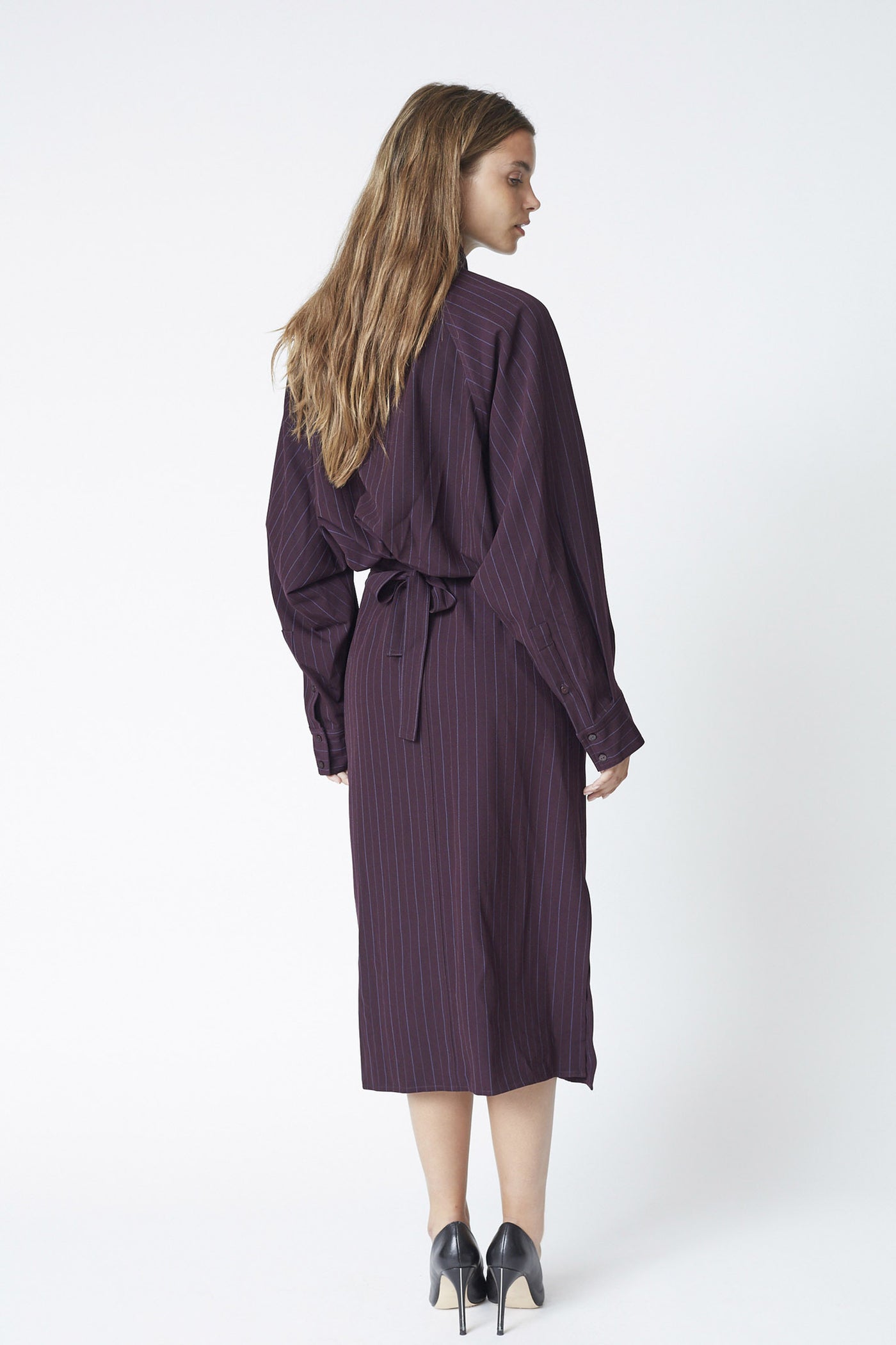 TrinnyCC Stripe Batwing Dress 67-Plum - 46011