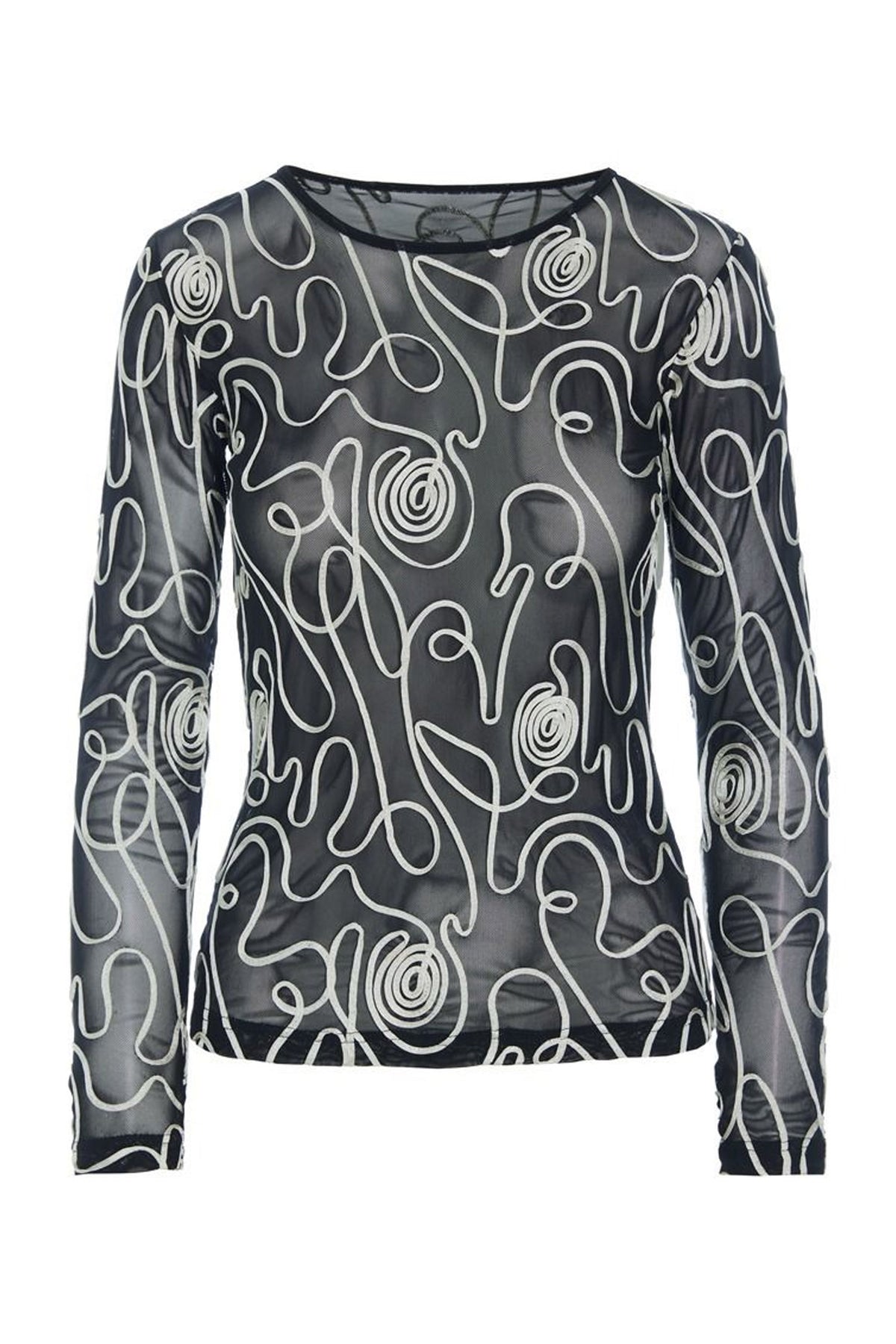Twirl mesh mesh t-shirt BLACK/IVORY TWIRL - 259-4082-5518