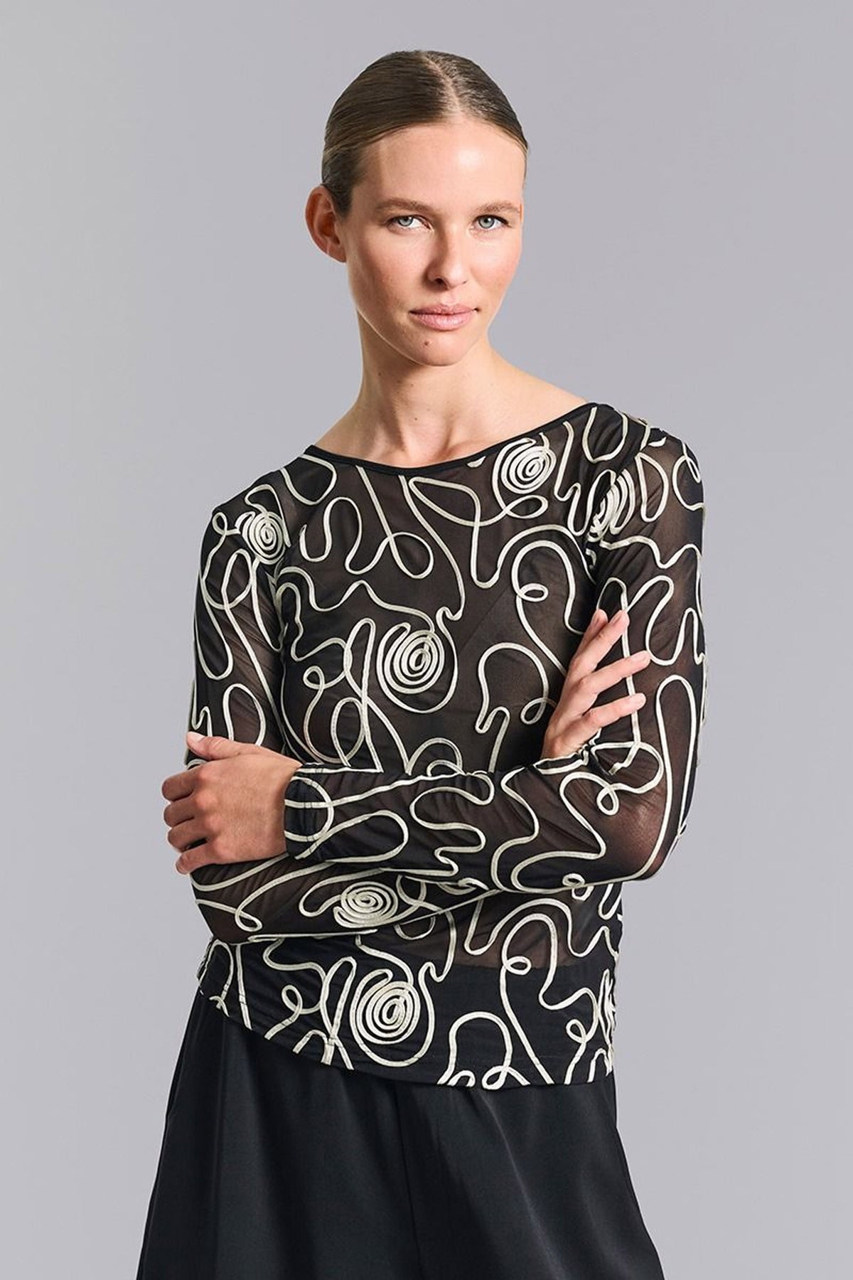 Twirl mesh mesh t-shirt BLACK/IVORY TWIRL - 259-4082-5518