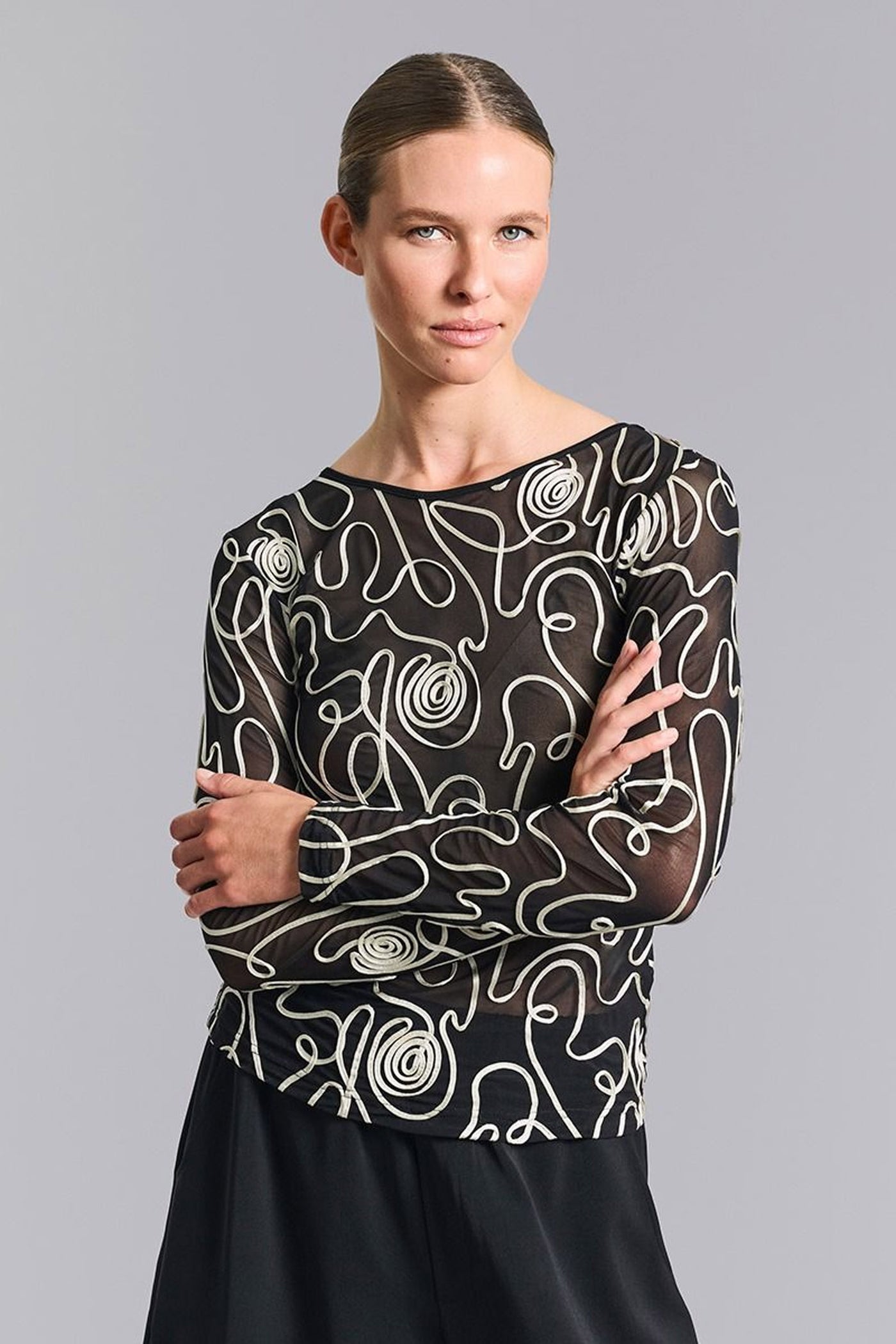 Twirl mesh mesh t-shirt BLACK/IVORY TWIRL - 259-4082-5518