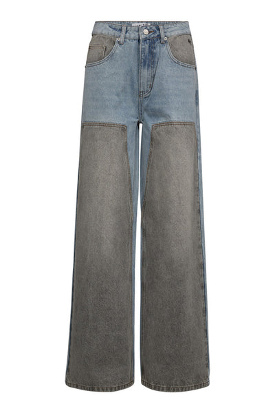 Two-Tone Patch Jeans Blue/Grey Mix - HL10377 Thumbnail