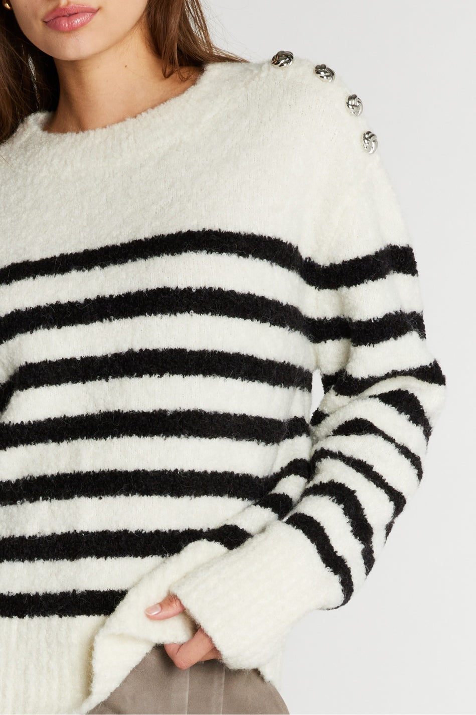 PompomBBAddie knit Snow white / black - BBW5201
