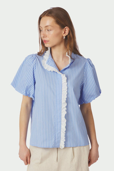 Ulia Stripe Blouse Blue Stripe - 169111 Thumbnail