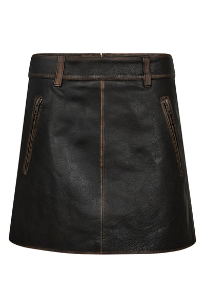 Used Leather Crop Skirt Mocca - HL10362 Thumbnail
