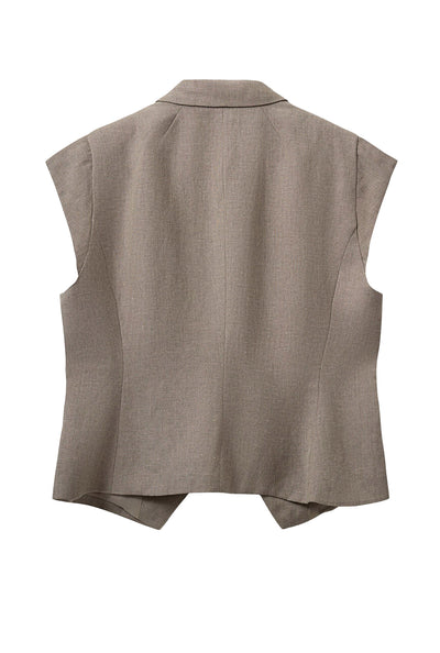 Majsesw Linen Mix Cap Sleeve B Dark Sand - S262235 Thumbnail