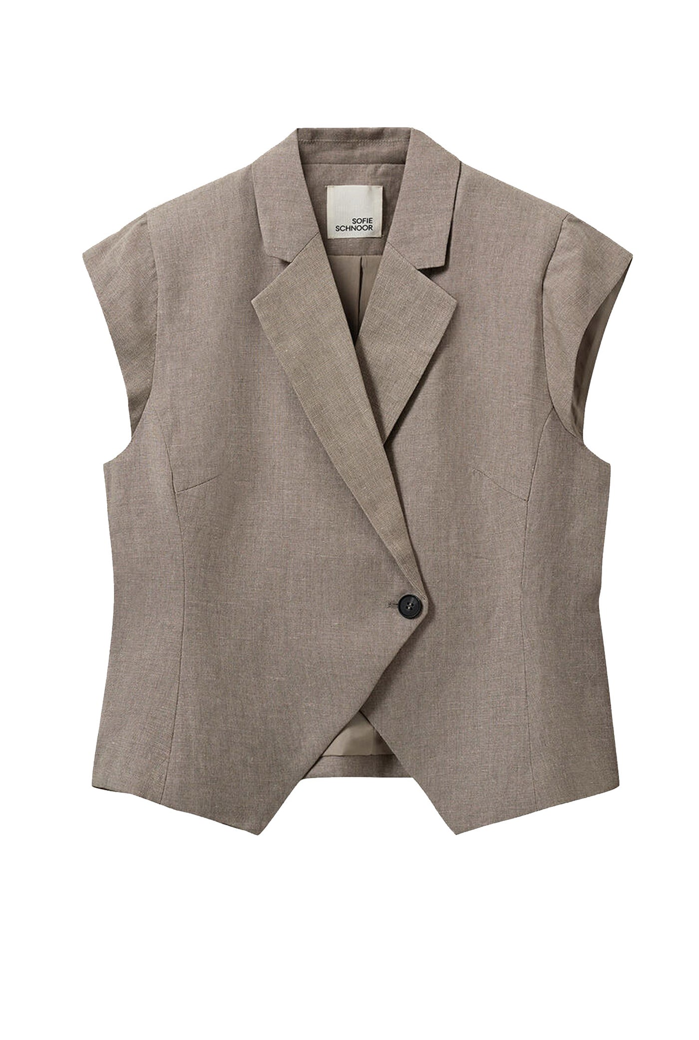 Majsesw Linen Mix Cap Sleeve B Dark Sand - S262235