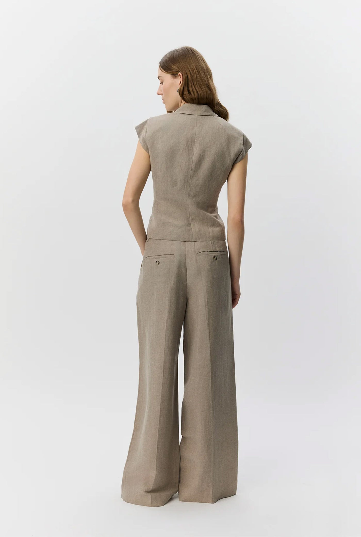 Izrasw Linen Mix Trousers Dark Sand - S262236
