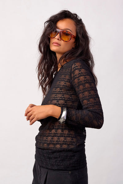 BarieCC O-Neck Blouse 65001-Black - 500264 Thumbnail