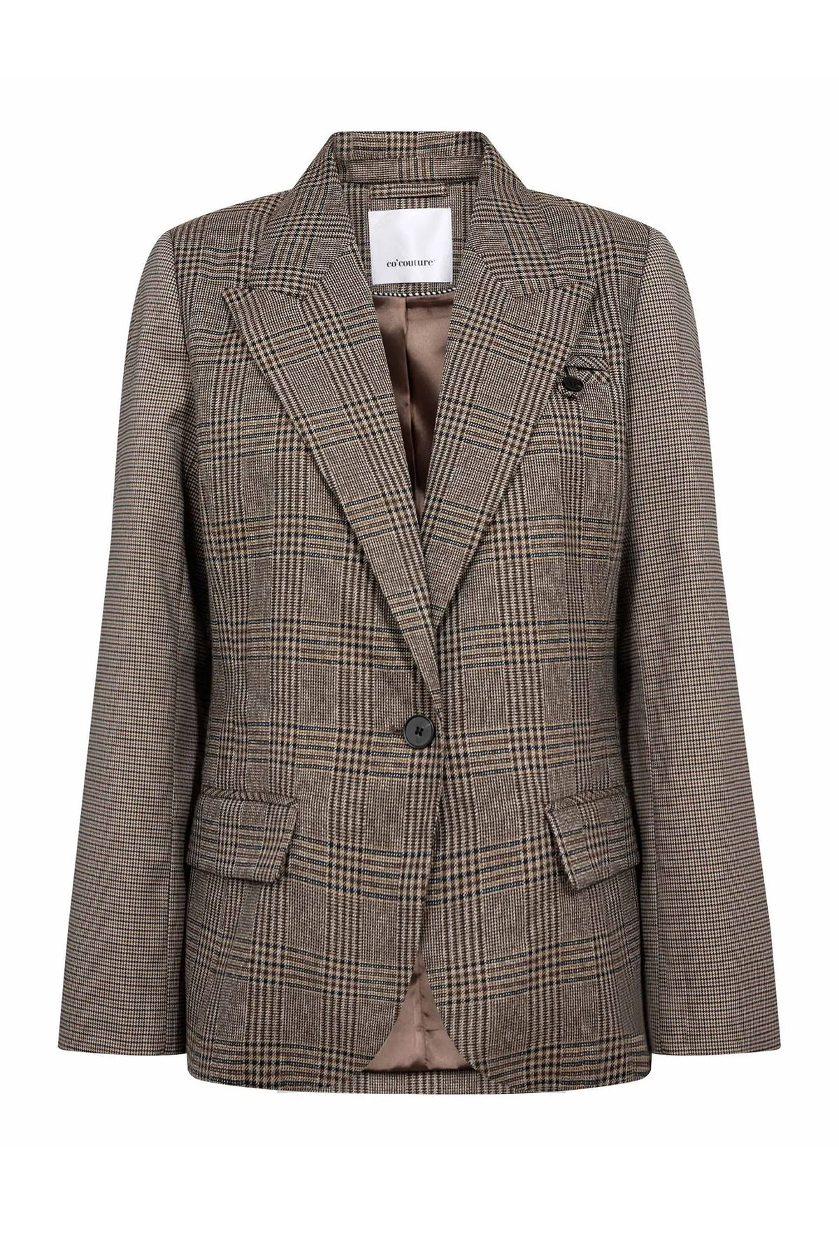VeyaCC Check Fitted Blazer 20002-Brown - 500144