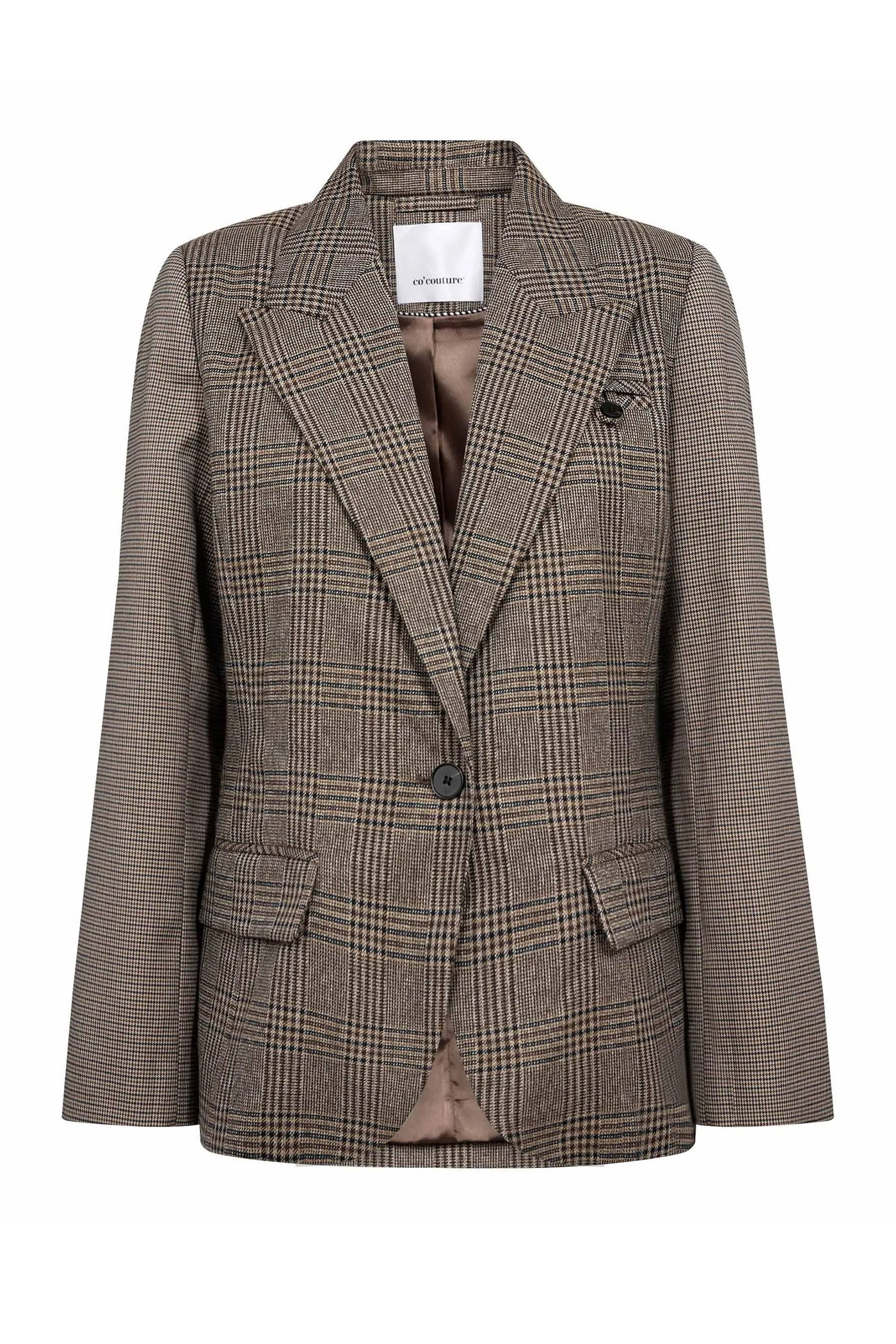 VeyaCC Check Fitted Blazer 20002-Brown - 500144