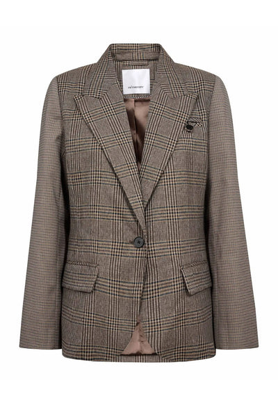 VeyaCC Check Fitted Blazer 20002-Brown - 500144 Thumbnail