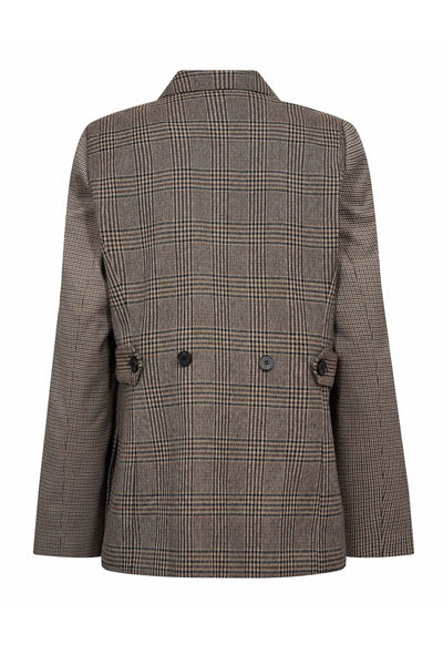 VeyaCC Check Fitted Blazer 20002-Brown - 500144 Thumbnail
