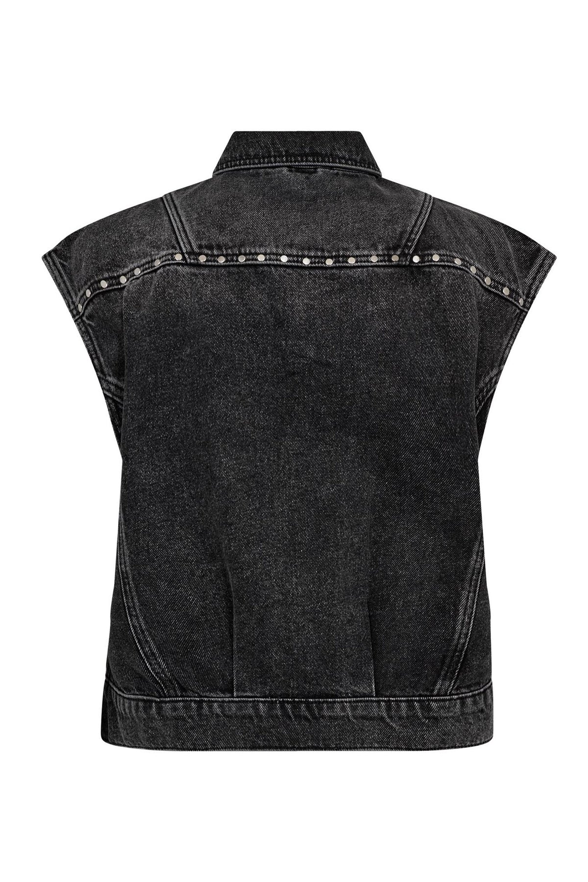 VickyCC Stud Denim Vest 96-Black - 30367