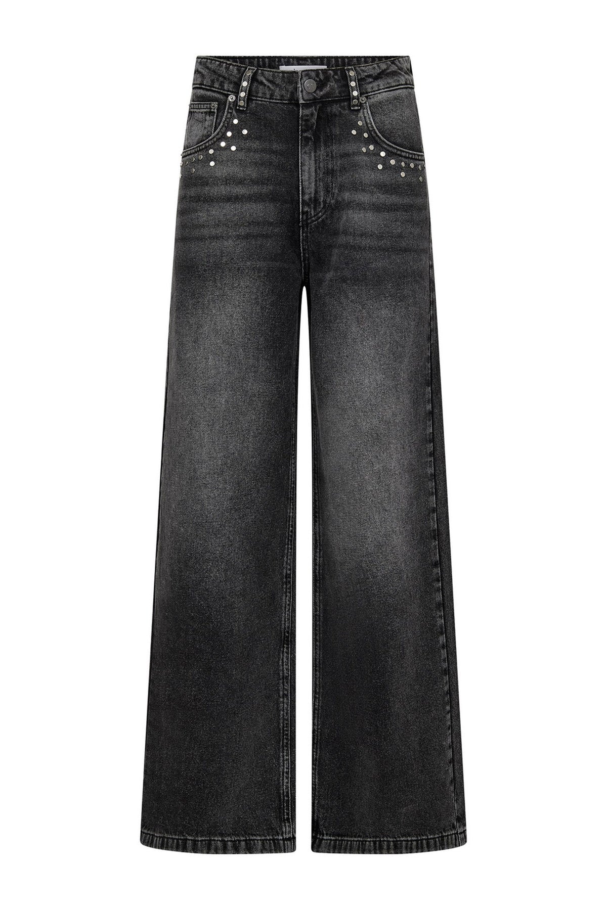 VickyCC Stud Wide Jeans 96-Black - 31638
