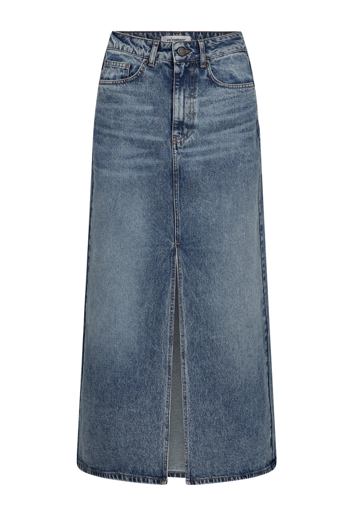 VikaCC Slit Denim Skirt 552-Denim blue 34042