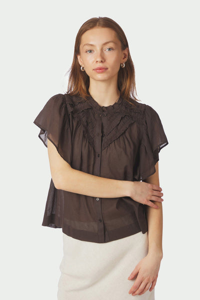 Vinsa S Voile Top Dark brown - 169039 Thumbnail