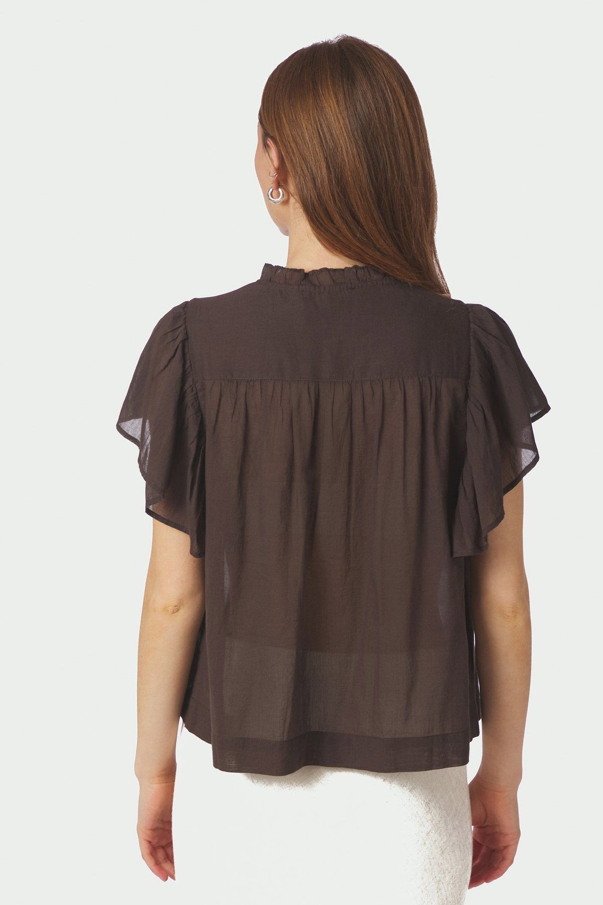 Vinsa S Voile Top Dark brown - 169039