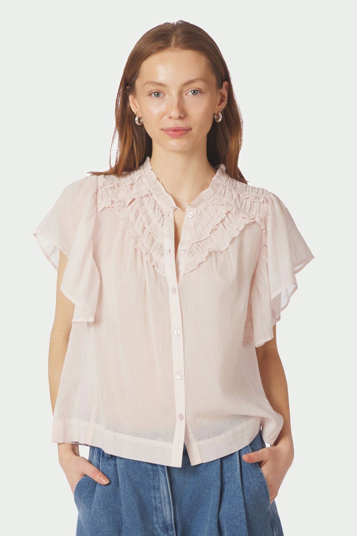 Vinsa S Voile Top LIGHT PINK - 169039